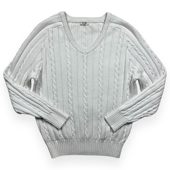 Brandy Melville Ida Cotton Cable Knit V Neck Sweater - Picture 1 of 6